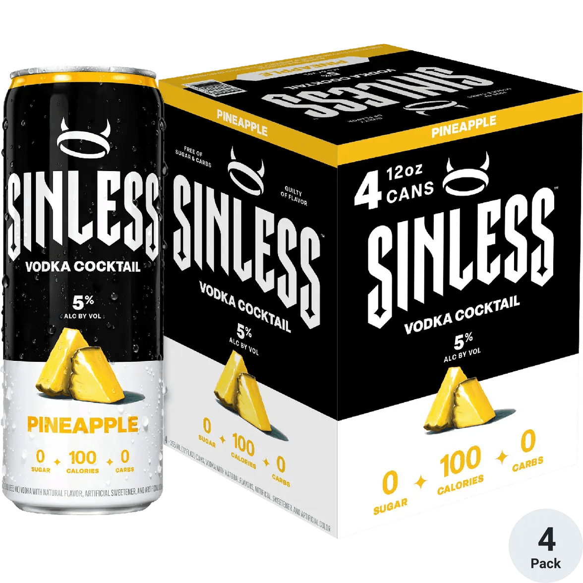 SINLESS VODKA PINEAPPLE 4PK CAN
