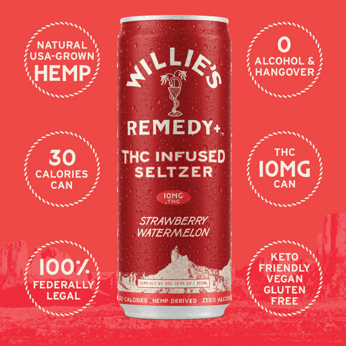 THC WILLIE'S REMEDY 10MG STRAWBERRY WATERMELON 4PK